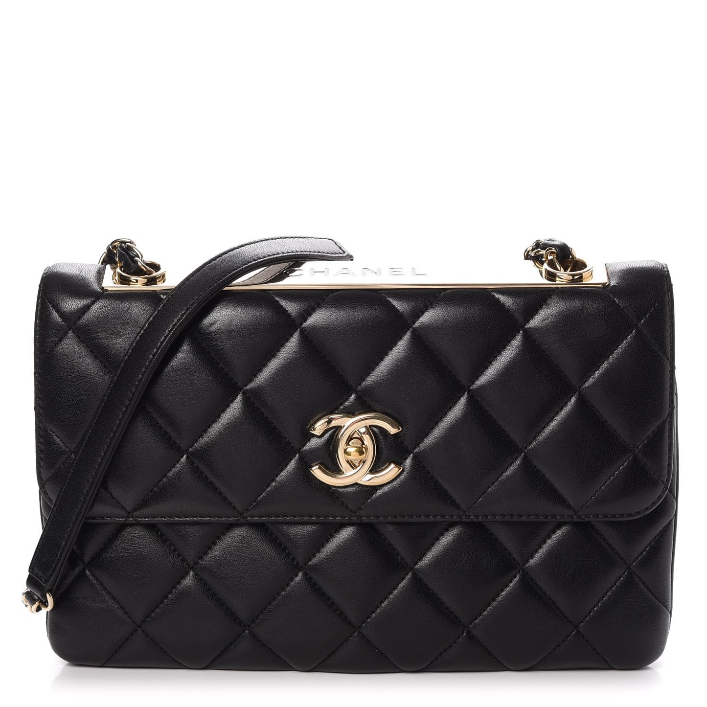 Lambskin Quilted Medium Trendy CC Flap Black