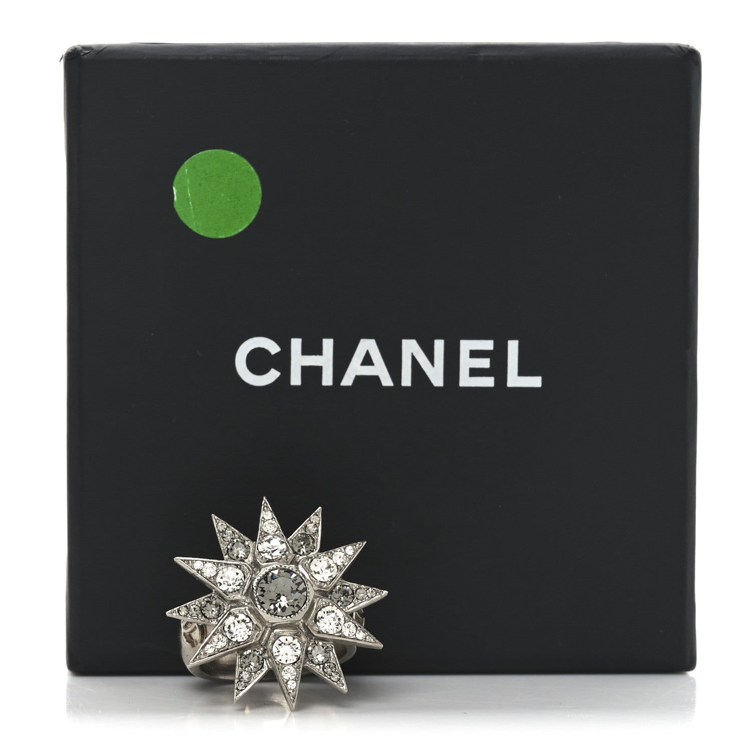 Chanel Metal Crystal CC Star Ring 50 5.5 Ruthenium 5 of 5