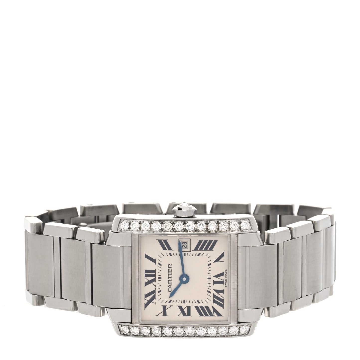 Stainless Steel Diamond Bezel 25mm Tank Francaise Quartz Watch