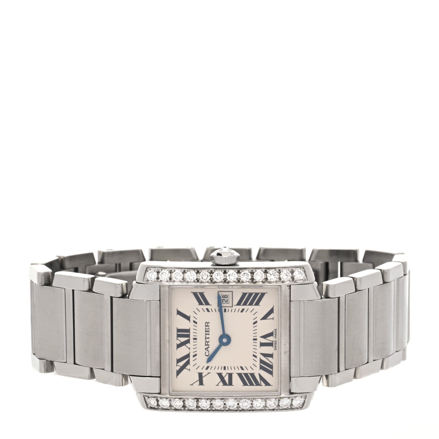 Cartier Stainless Steel Diamond Bezel 25mm Tank Francaise Quartz Watch 2 of 4