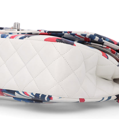 Chanel Lambskin Airline Printed Medium Double Flap White Red Blue 9 of 9