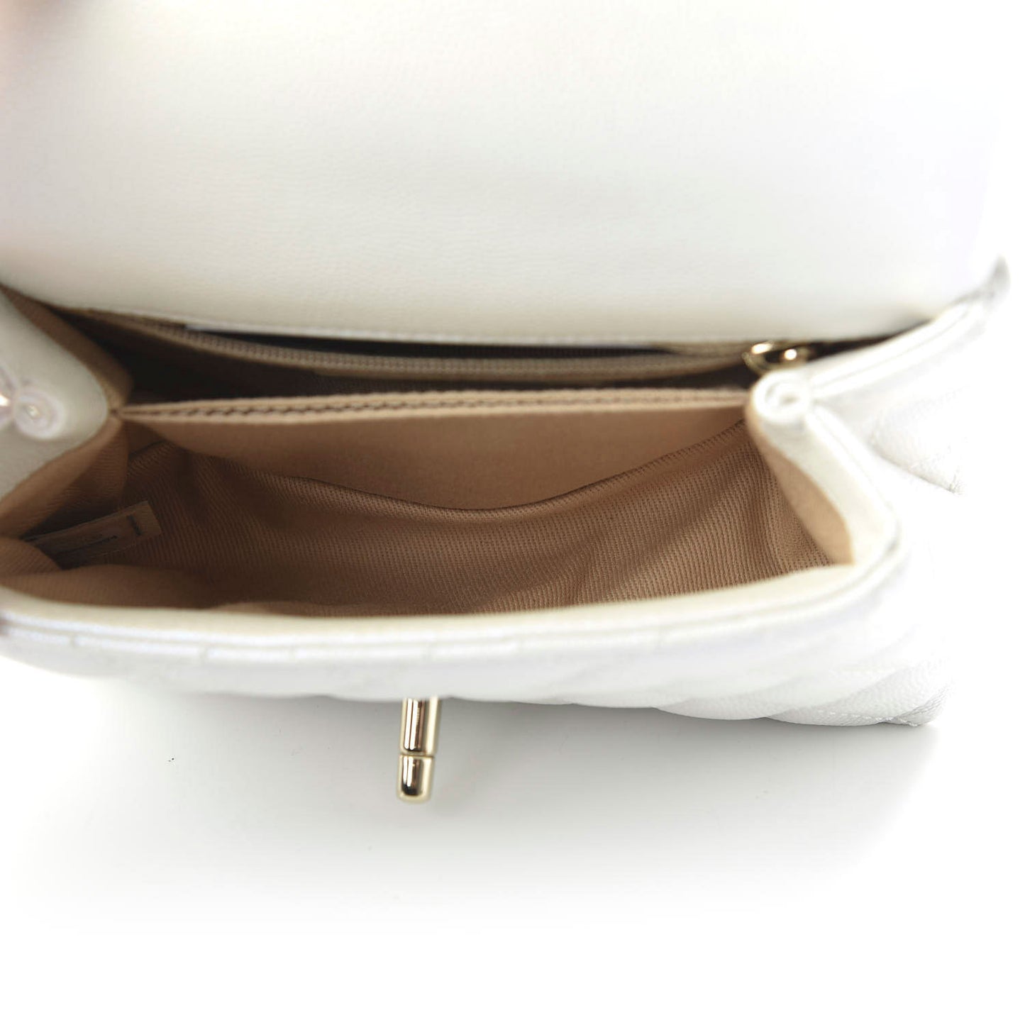 Iridescent Caviar Quilted Extra Mini Coco Handle Flap Ivory