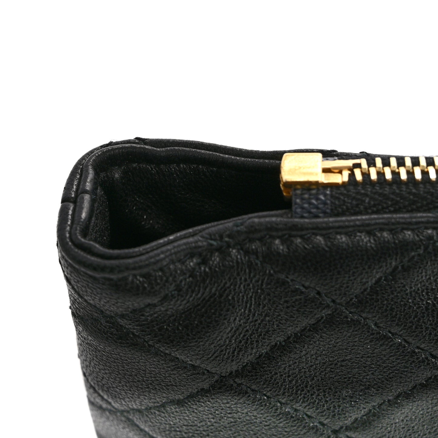 Lambskin Quilted Gaby Cosmetic Pouch Black