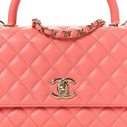 Chanel Caviar Quilted Small Coco Handle Flap Coral 8 of 17