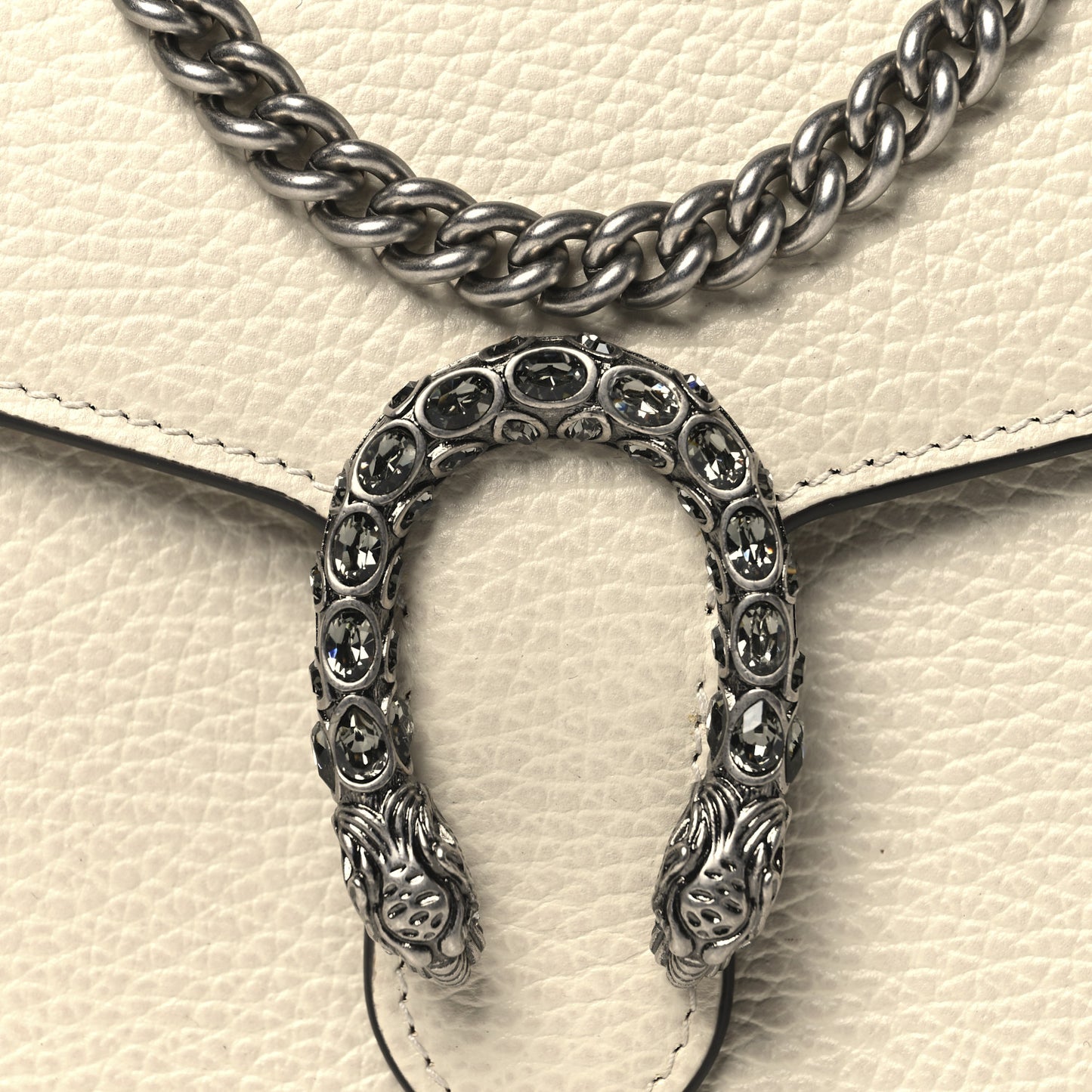 Dollar Calfskin Mini Dionysus Chain Wallet Mystic White