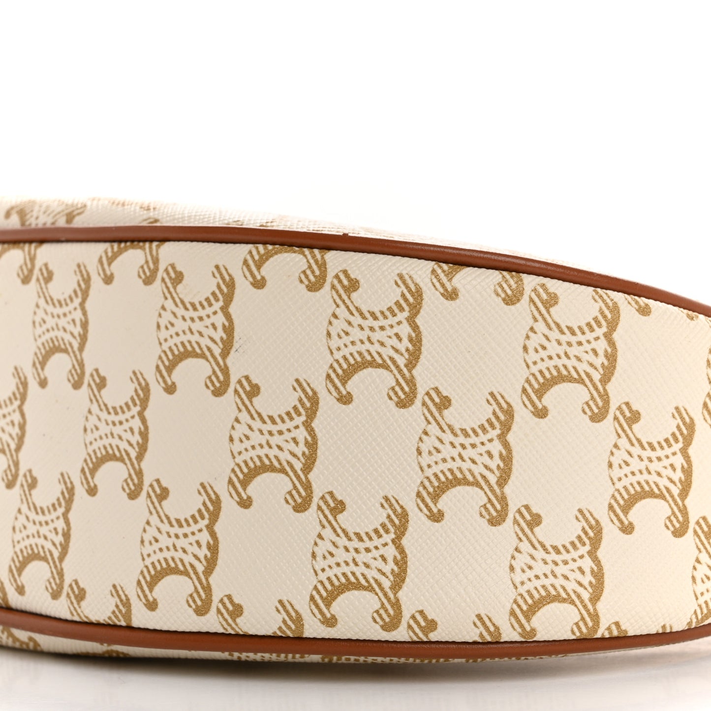 Canvas Calfskin Ava Triomphe Shoulder Bag White