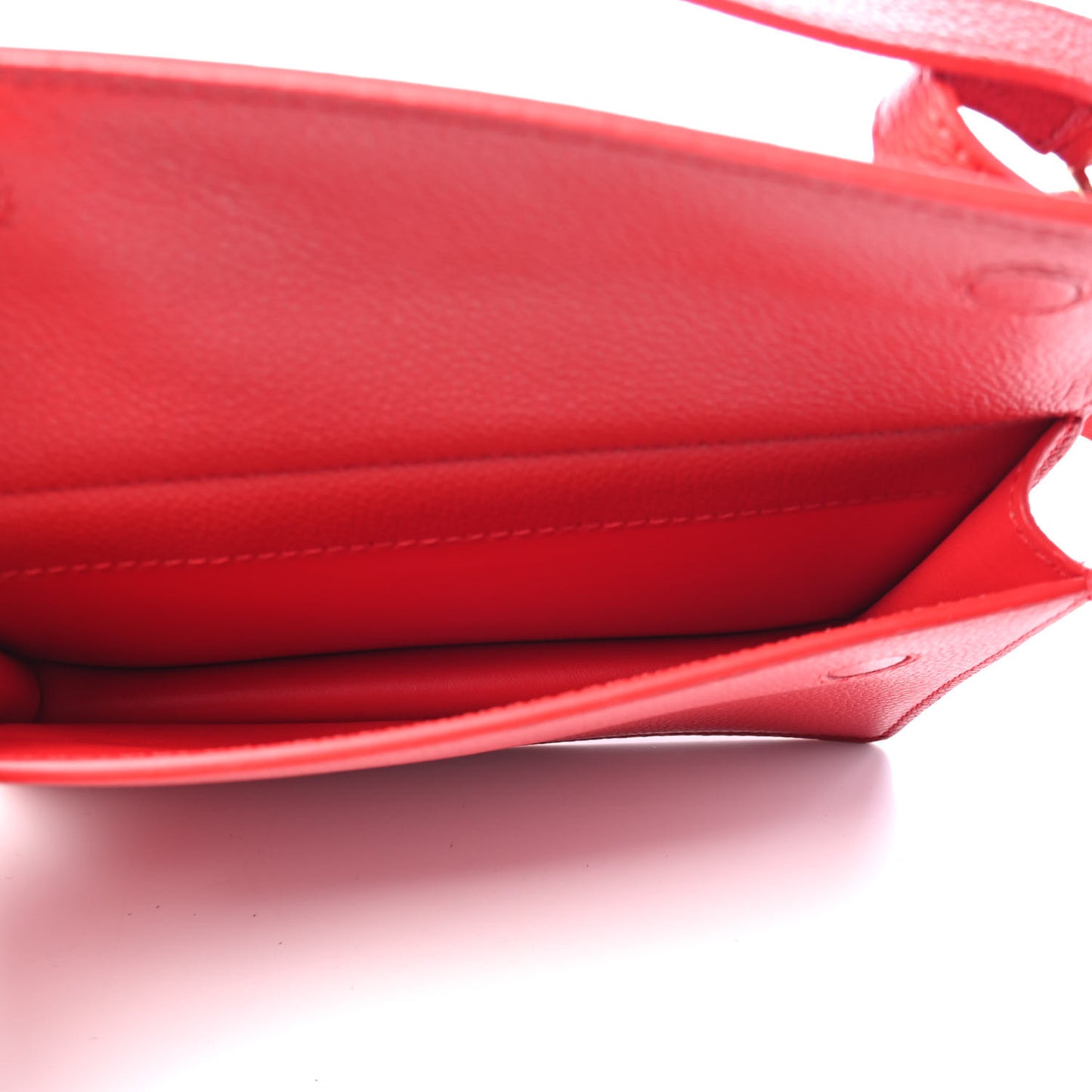 Grainy Calfskin Mini Title Bag with Pocket Detail Red