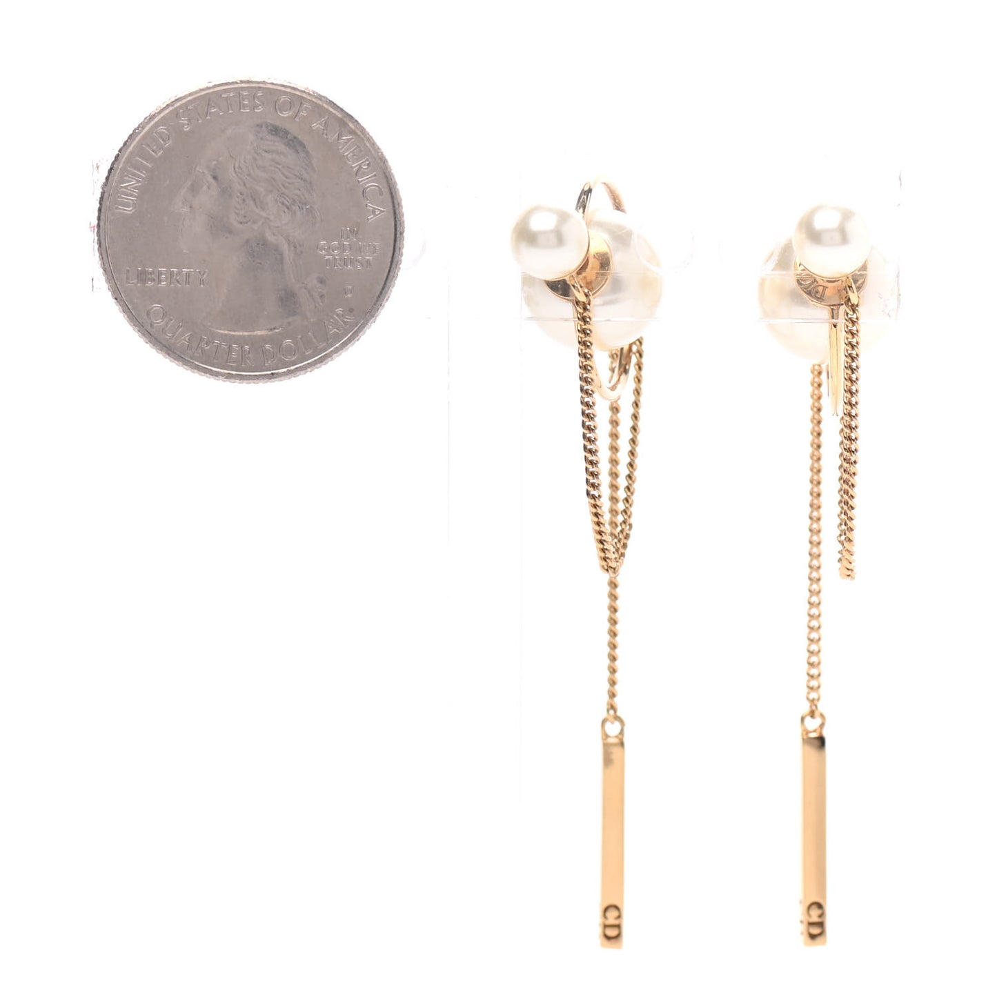Pearl Tribales Dangle Chain Earrings Gold