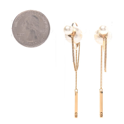 Christian Dior Pearl Tribales Dangle Chain Earrings Gold 2 of 4