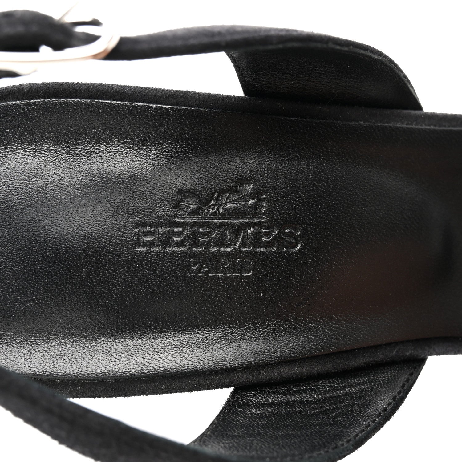 Hermes Suede Goatskin Embellished Ella 105 Sandals 38.5 Black 7 of 11