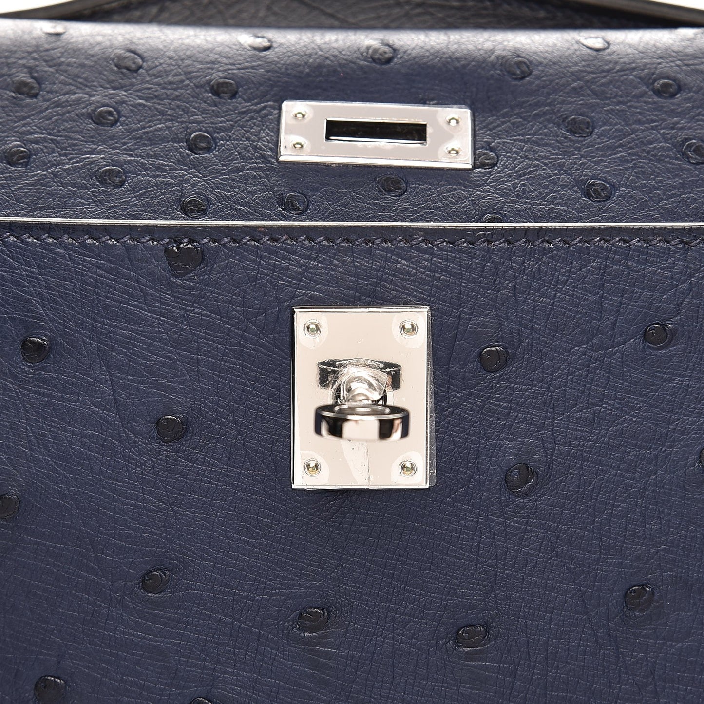 Ostrich Kelly Pochette Bleu Saphir