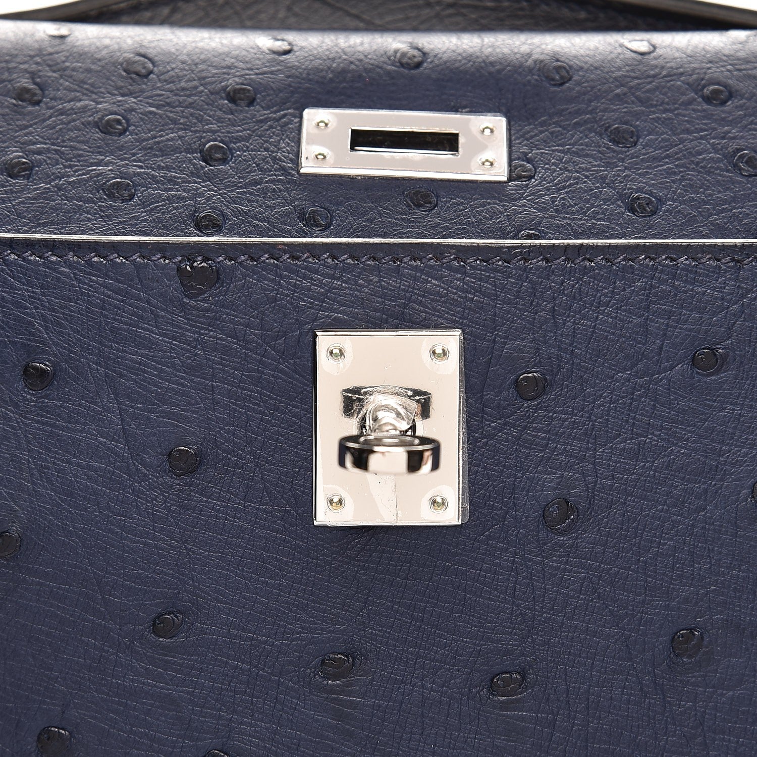 Hermes Ostrich Kelly Pochette Bleu Saphir 24 of 27