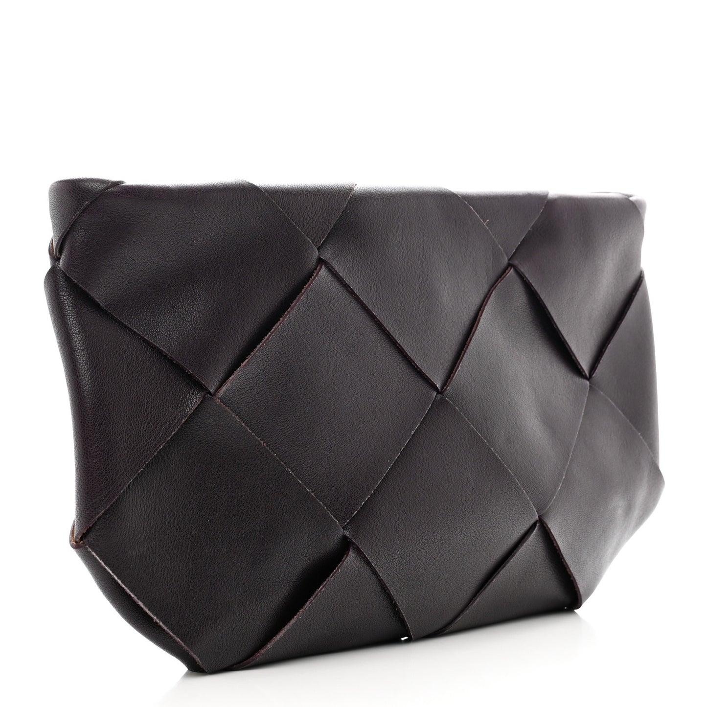 Calfskin Maxi Intrecciato Clutch Grape