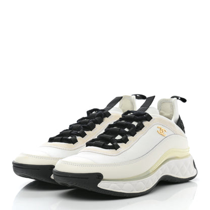 Chanel Velvet Calfskin Mixed Fibers CC Sneakers 40 Ivory Black 3 of 9