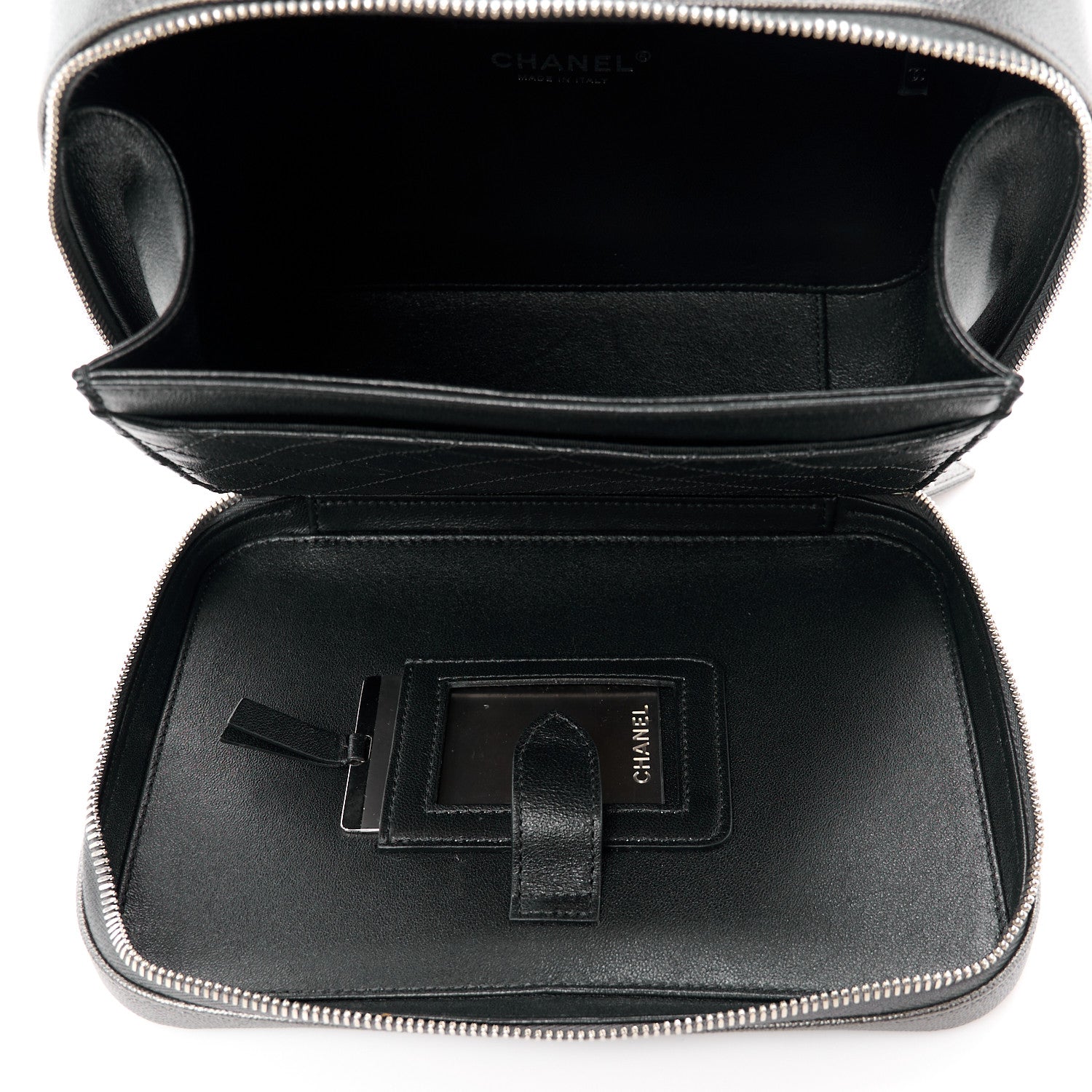 Chanel Metallic Caviar Quilted Medium CC Filigree Vanity Case Dark Silver 14 of 16