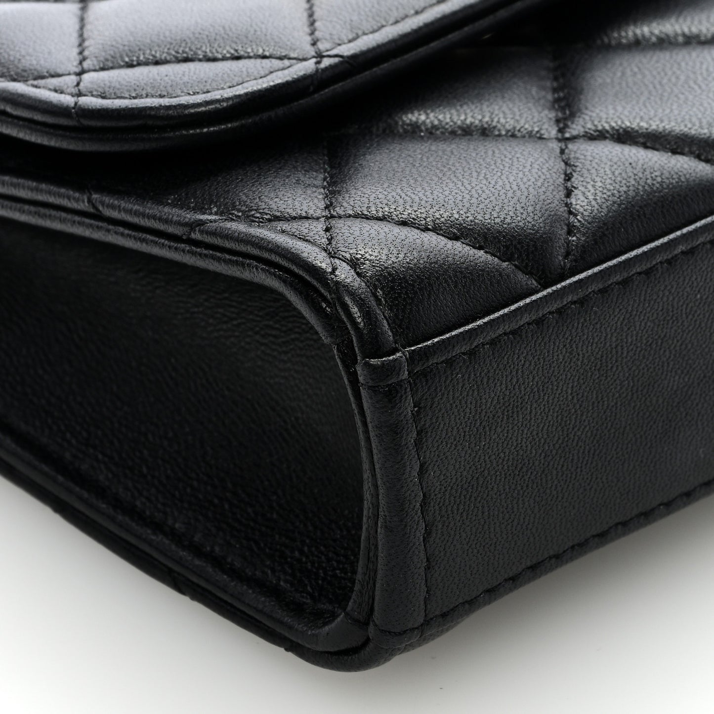 Lambskin Quilted Mini Trendy CC Clutch With Chain Black