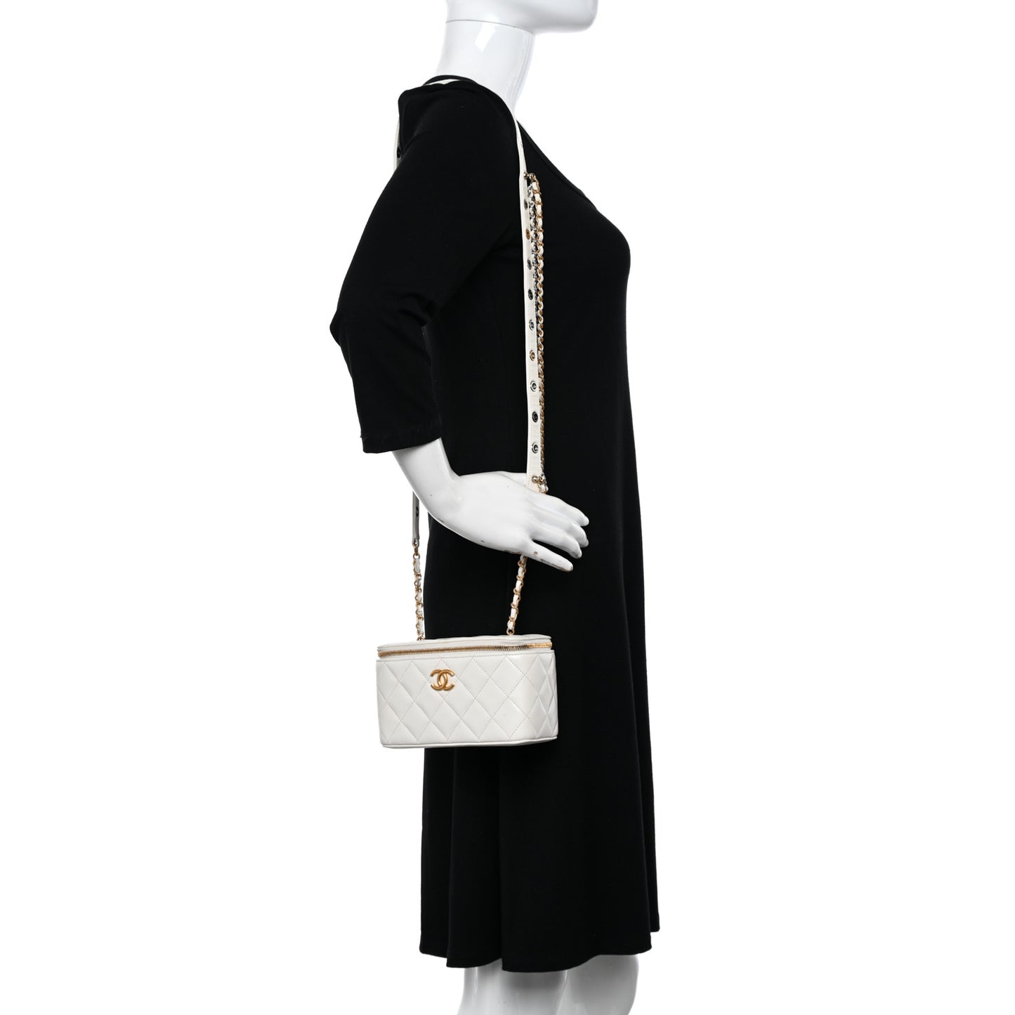 Lambskin Quilted Punk Essentials Vanity Case With Chain White