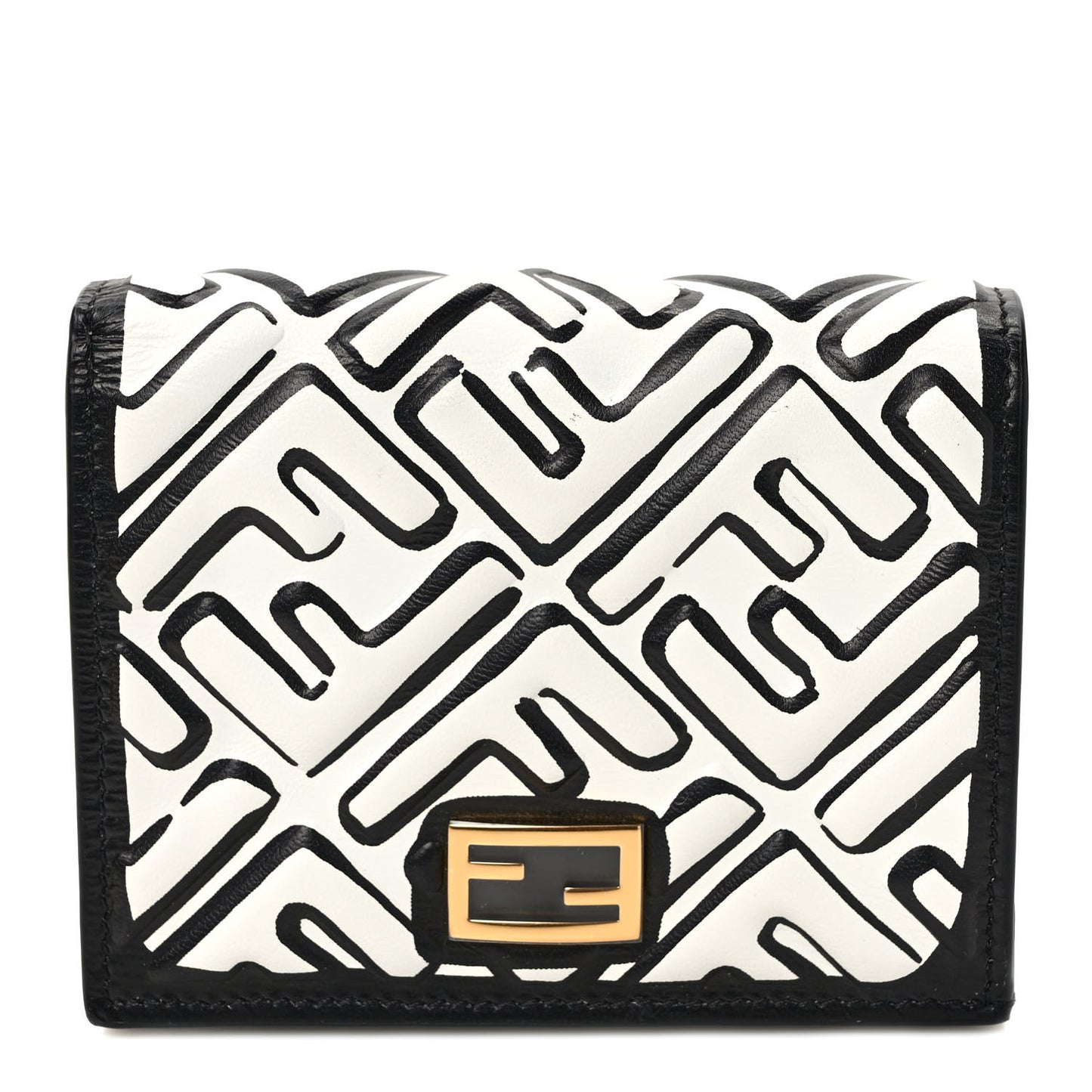 X JOSHUA VIDES Nappa FF Embossed Baguette Wallet White Black