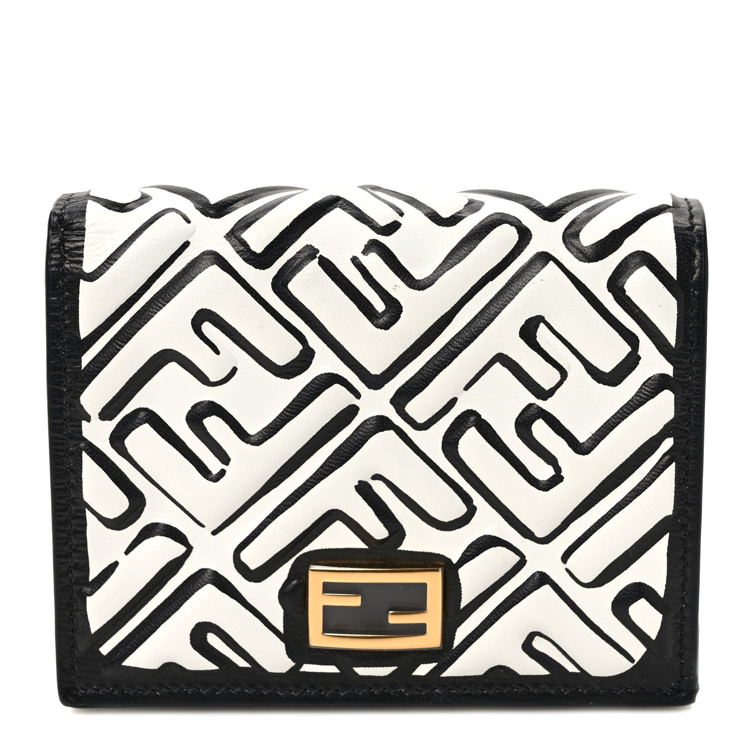 Fendi X JOSHUA VIDES Nappa FF Embossed Baguette Wallet White Black 1 of 7