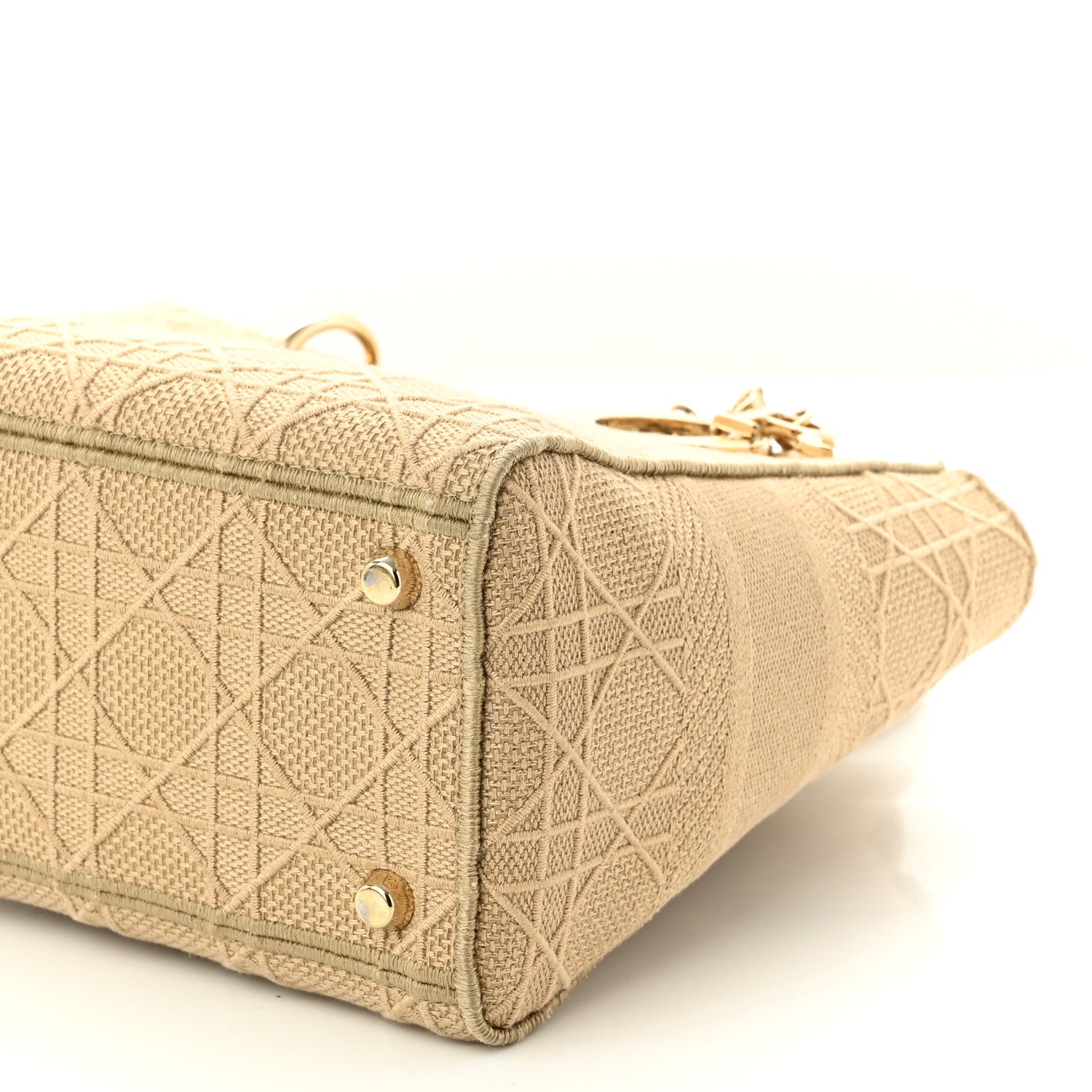 Christian Dior Canvas Embroidered Cannage Medium Lady D-Lite Beige 9 of 9