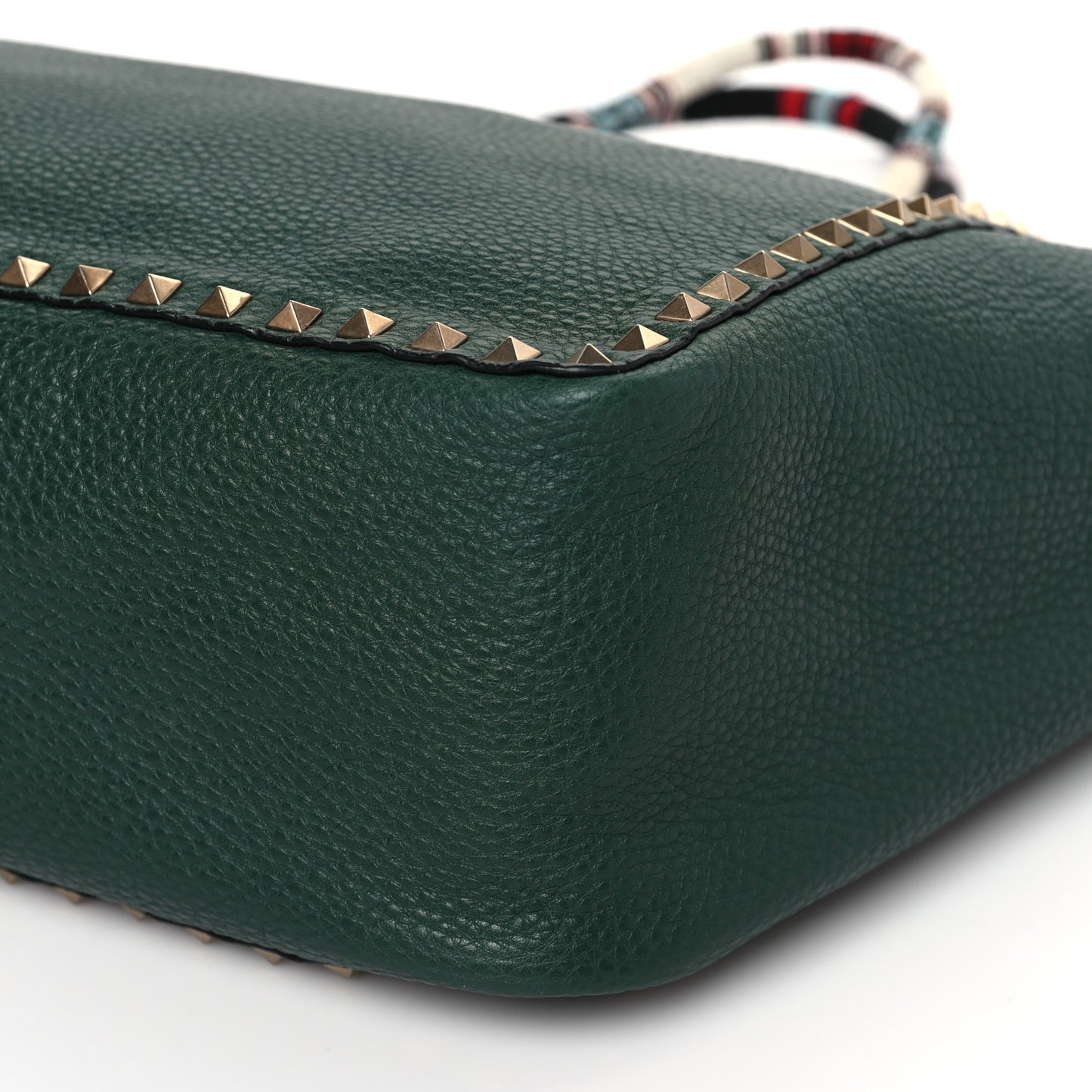 Pebbled Calfskin Beaded Rockstud Tote Black