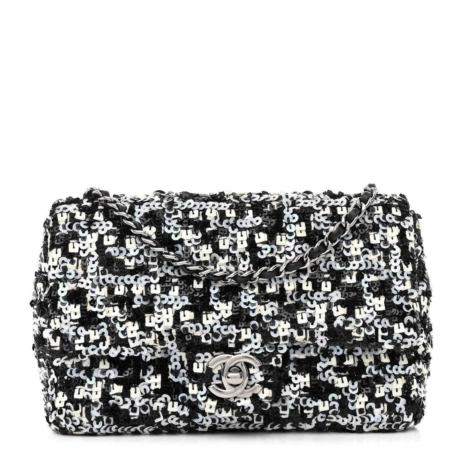 Chanel Sequin Lambskin Mini Flap Silver Black 1 of 10