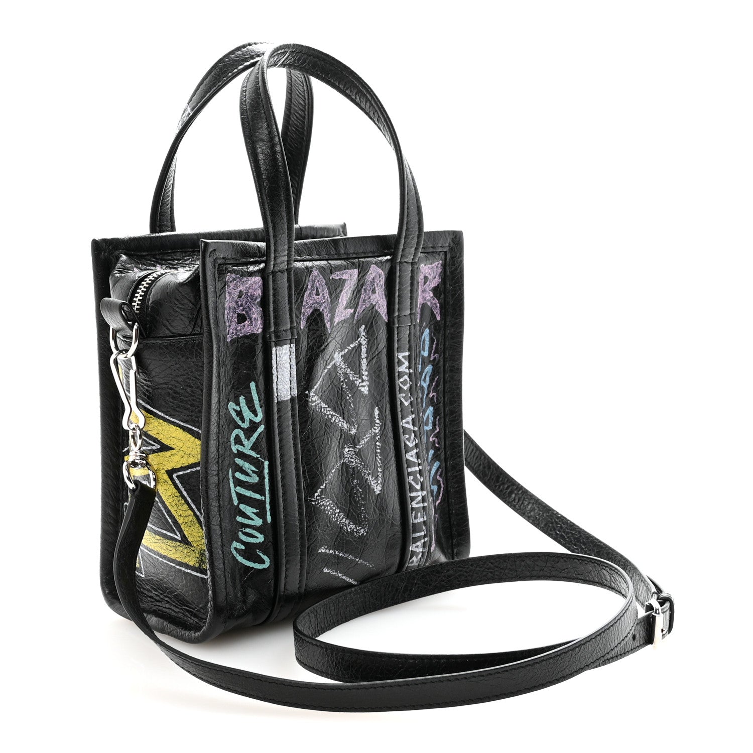 Balenciaga Agneau Arena Graffiti All Over XXS Bazar Shopper Tote Black Multicolor 3 of 9