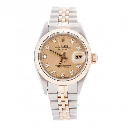 Rolex Stainless Steel 18K Yellow Gold Diamond 26mm Oyster Perpetual Datejust Watch Champagne 69173 1 of 5