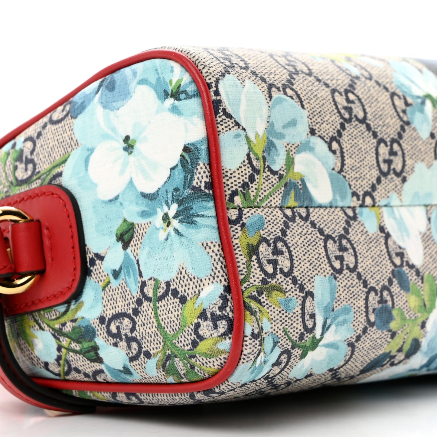 GG Supreme Monogram Blooms Mini Boston Navy Blue Hibiscus
