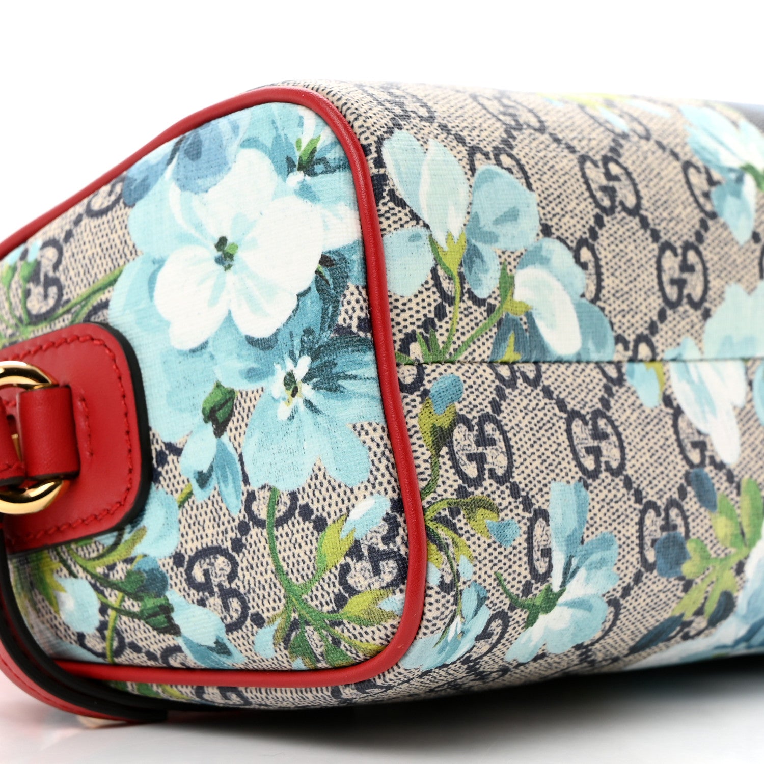 Gucci GG Supreme Monogram Blooms Mini Boston Navy Blue Hibiscus 9 of 11