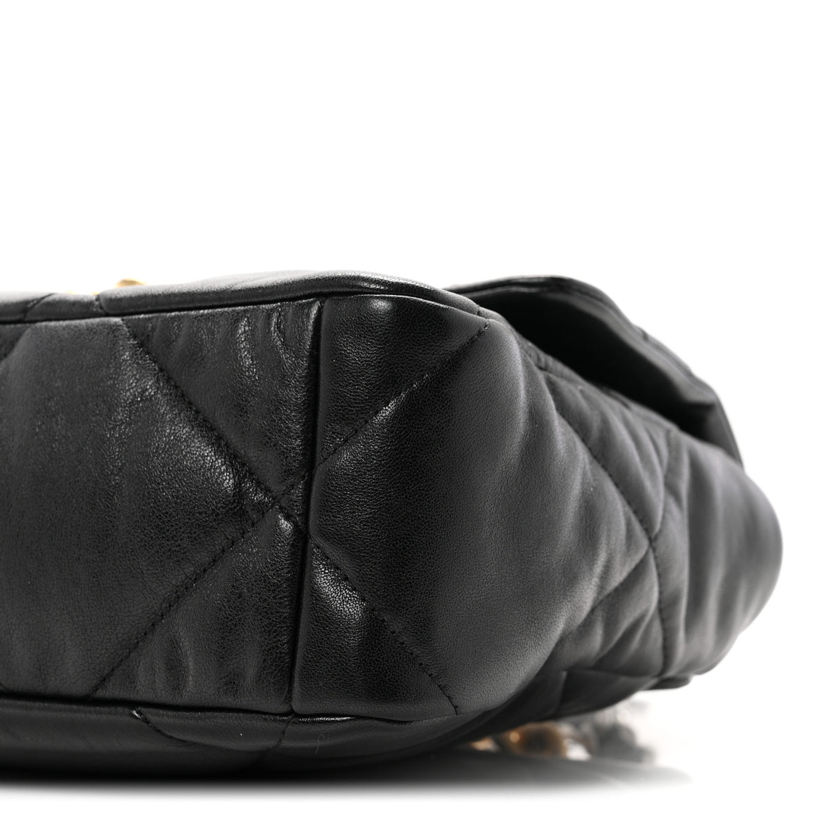Shiny Goatskin Quilted Large Chanel 19 Flap Black