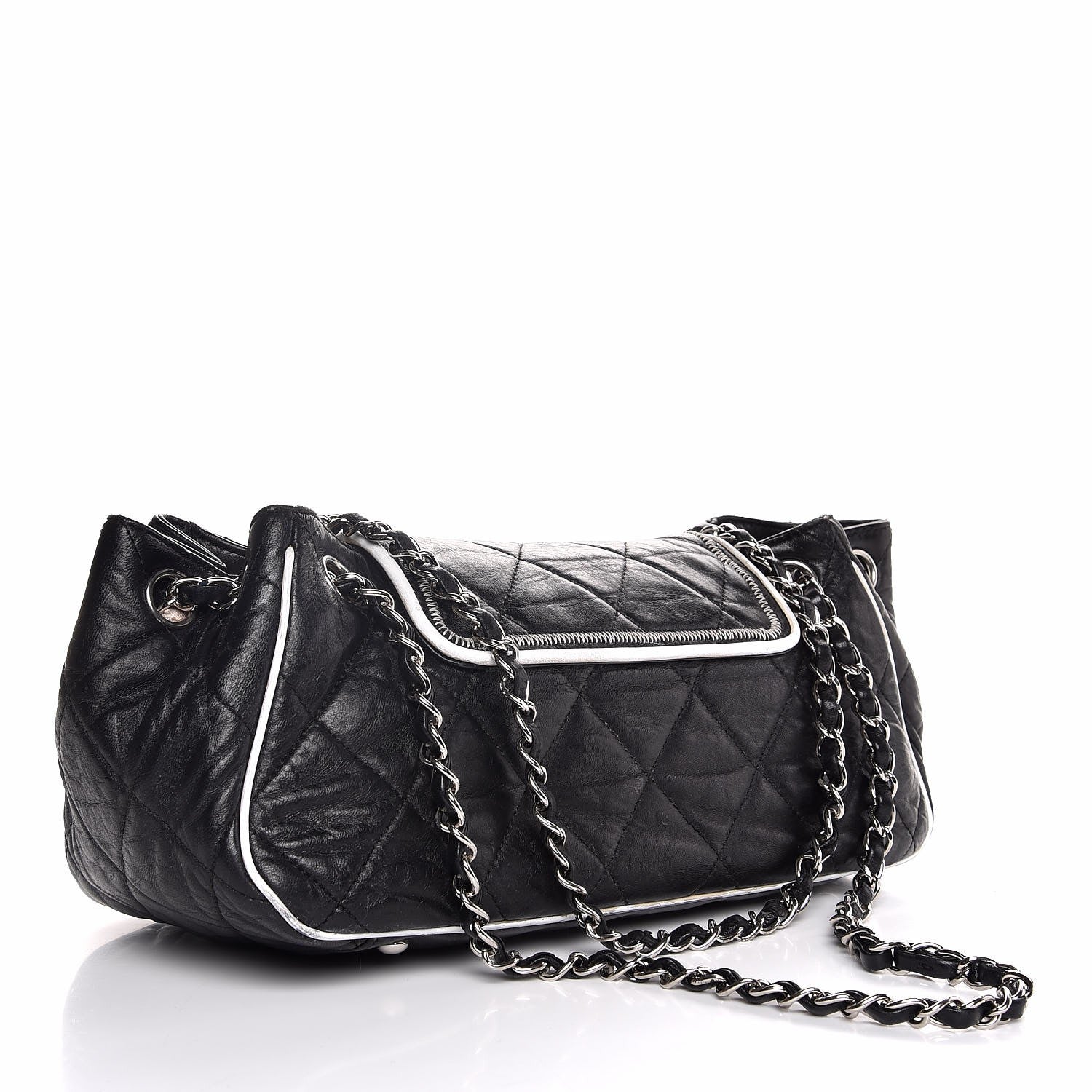 Chanel Lambskin Quilted East West Accordion Flap Black 4 of 14