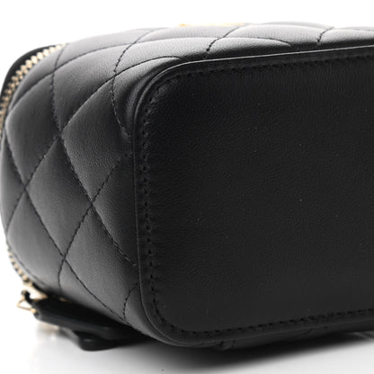 Chanel Lambskin Quilted Mini Pearl Crush Vanity Case With Chain Black 9 of 10