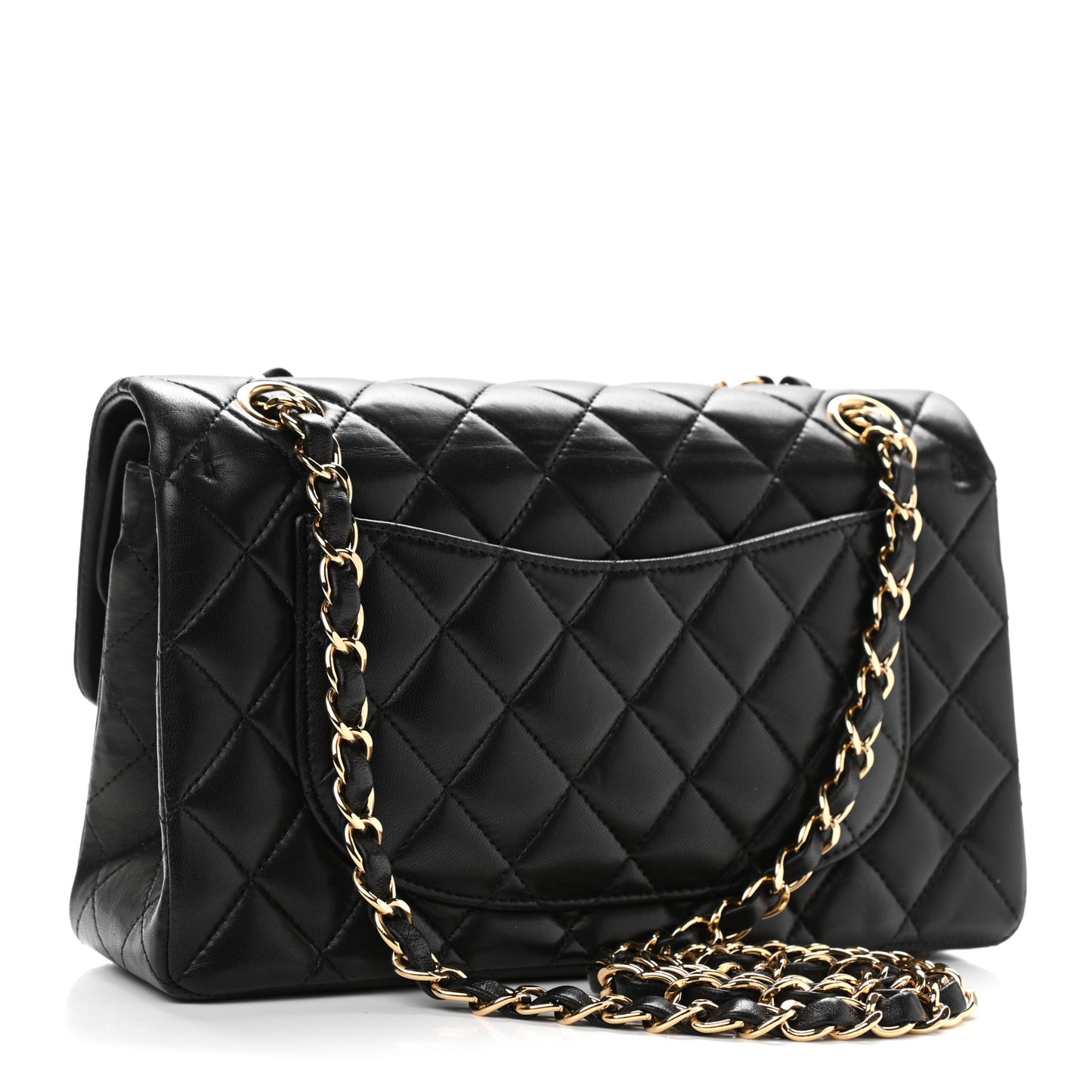Lambskin Quilted Small Double Flap Black