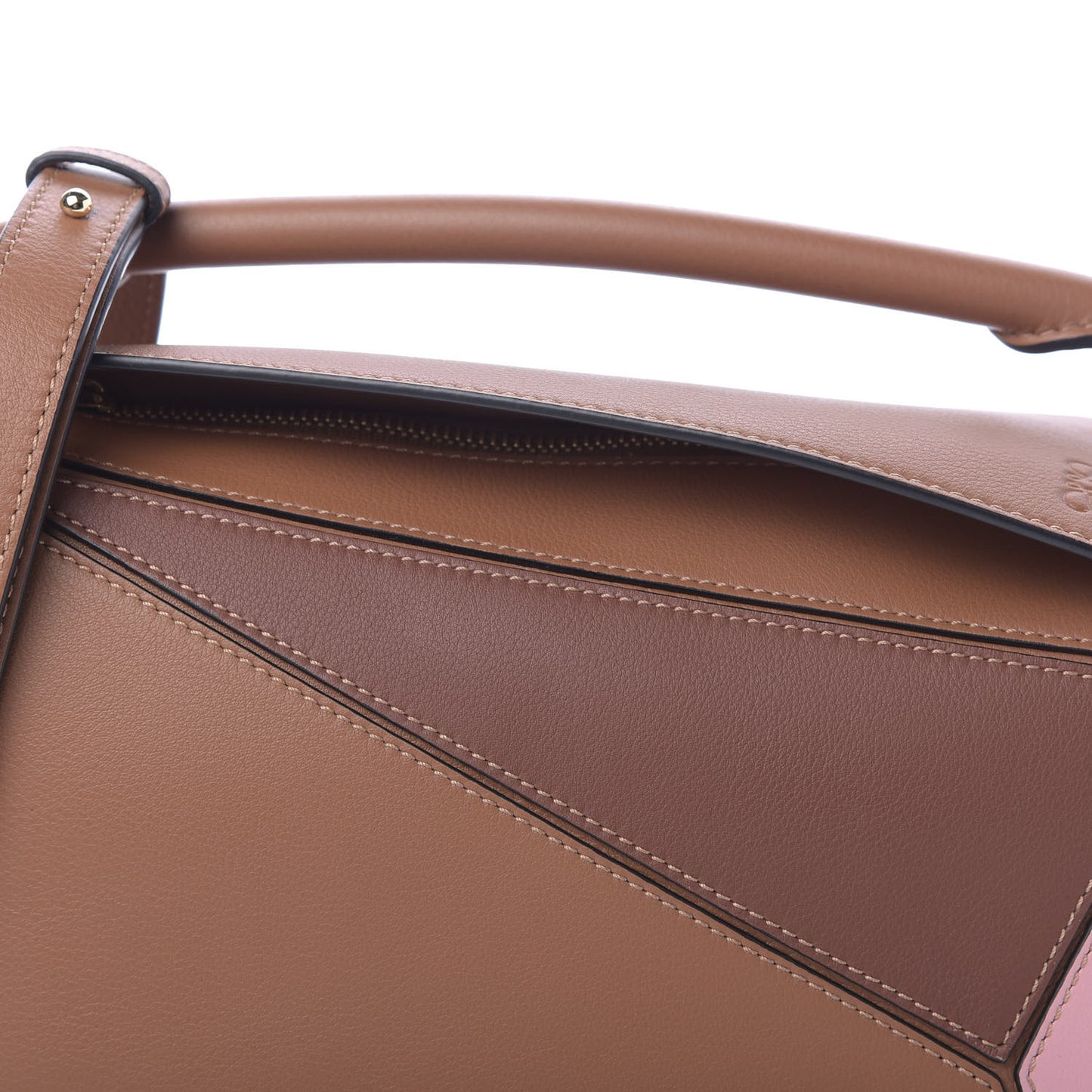 Calfskin Small Puzzle Bag Tan Medium Pink