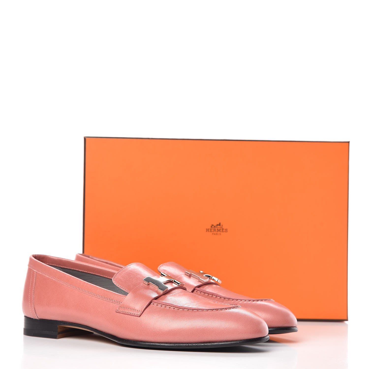 Hermes Goatskin Paris Loafers 38.5 Rouge Blush 9 of 11