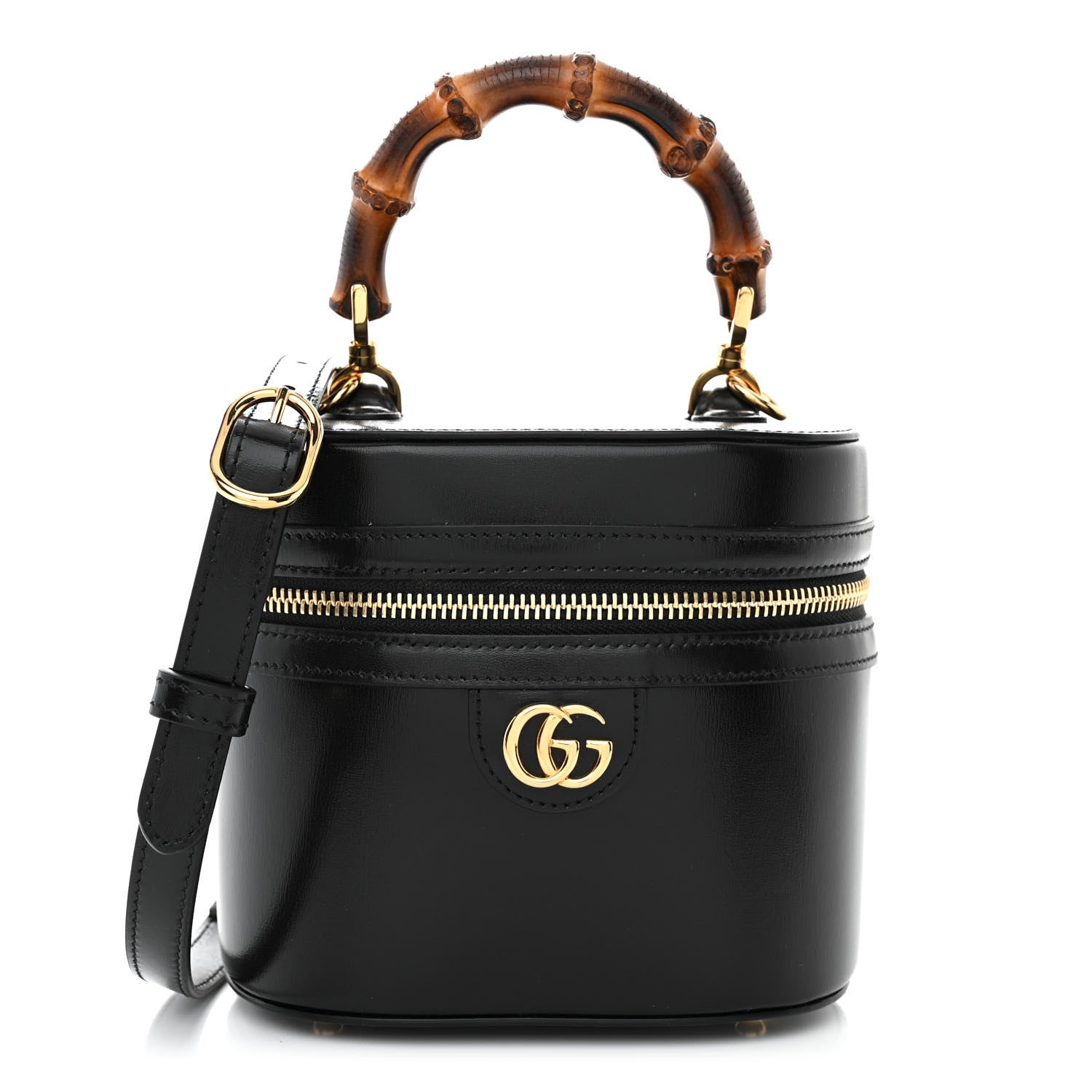 Gucci Calfskin Mini Bamboo Top Handle Shoulder Bag Black 1 of 10