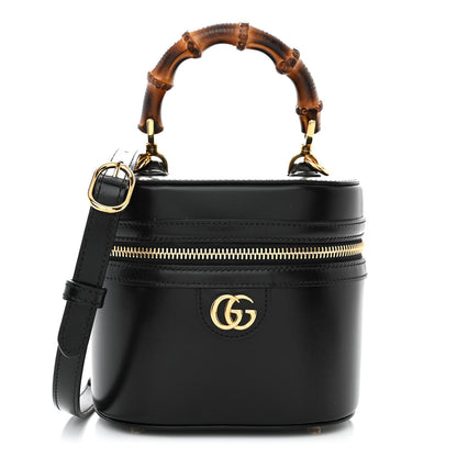 Gucci Calfskin Mini Bamboo Top Handle Shoulder Bag Black 1 of 10