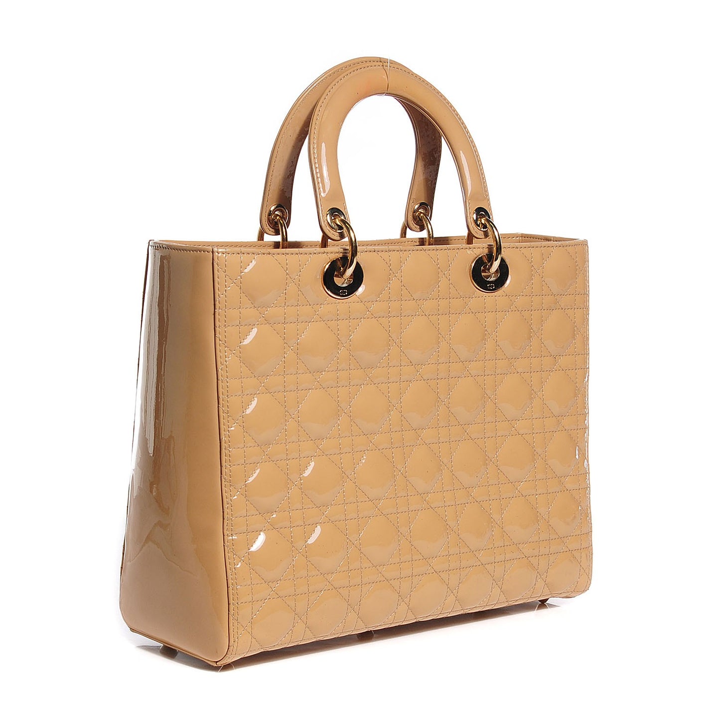 Patent Cannage Large Lady Dior Beige