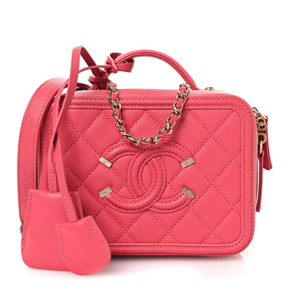 Chanel Caviar Quilted Small CC Filigree Vanity Case Pink 1 of 10
