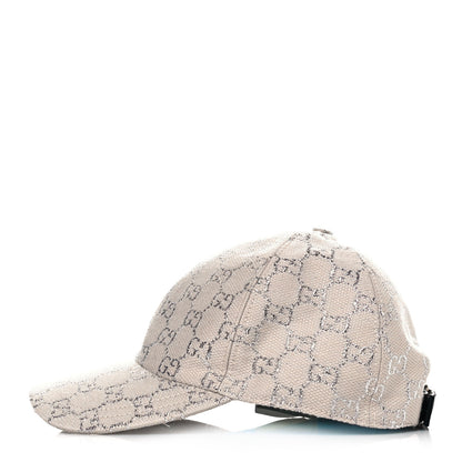 Gucci Canvas Lame GG Monogram Rush Baseball Hat L Gardenia Silver 3 of 7