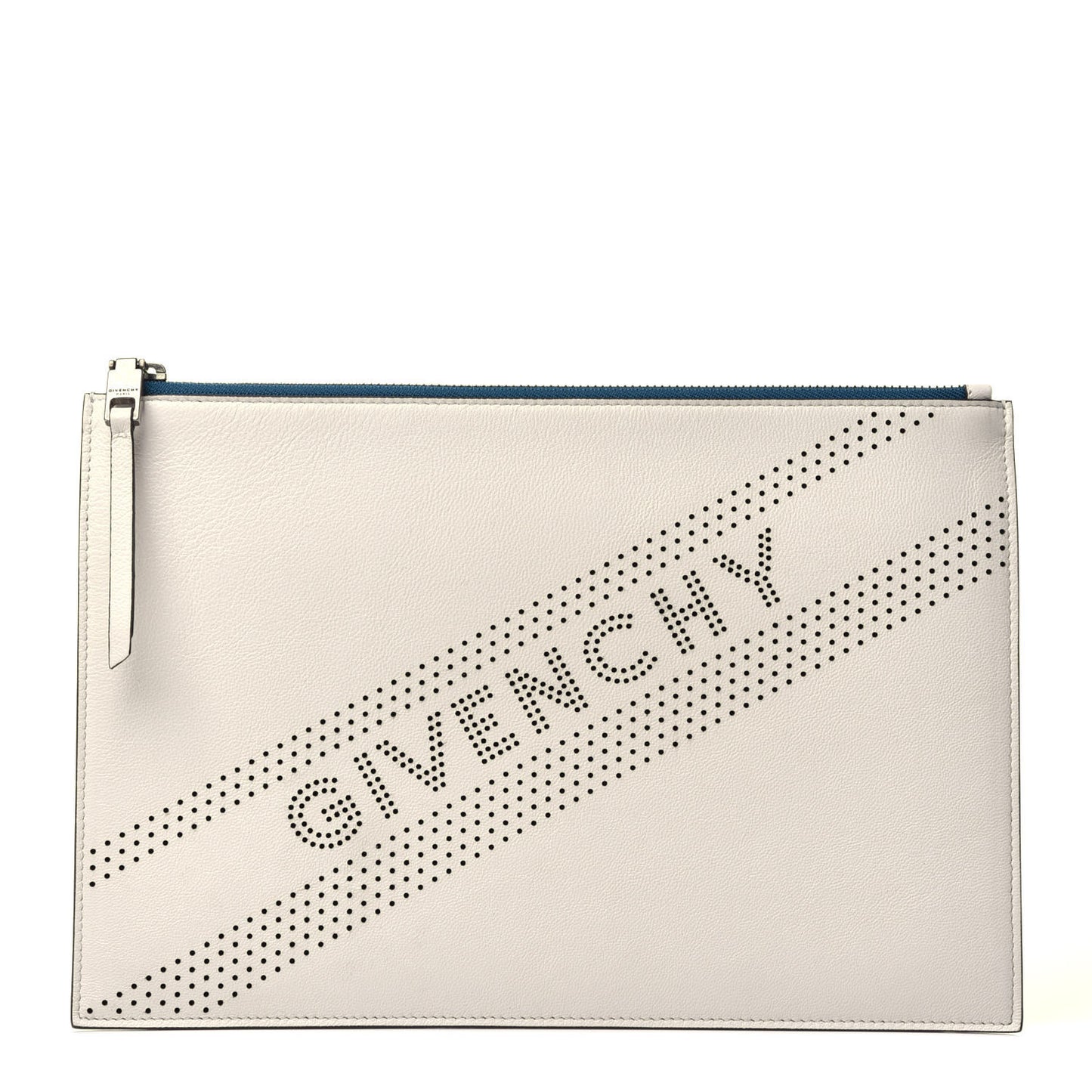 Lambskin Medium Perforated Clutch White