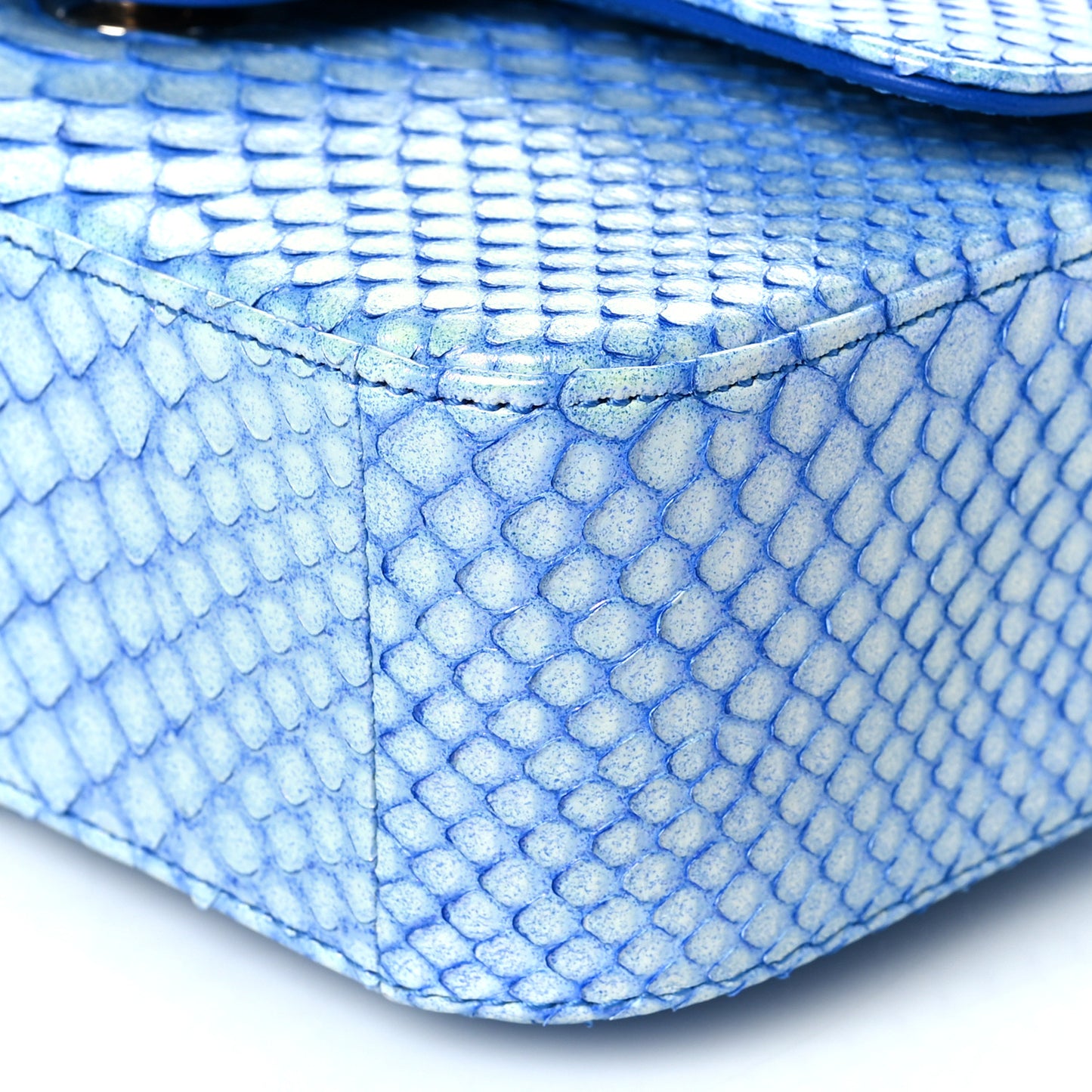 Iridescent Python Mini Rectangular Flap Blue