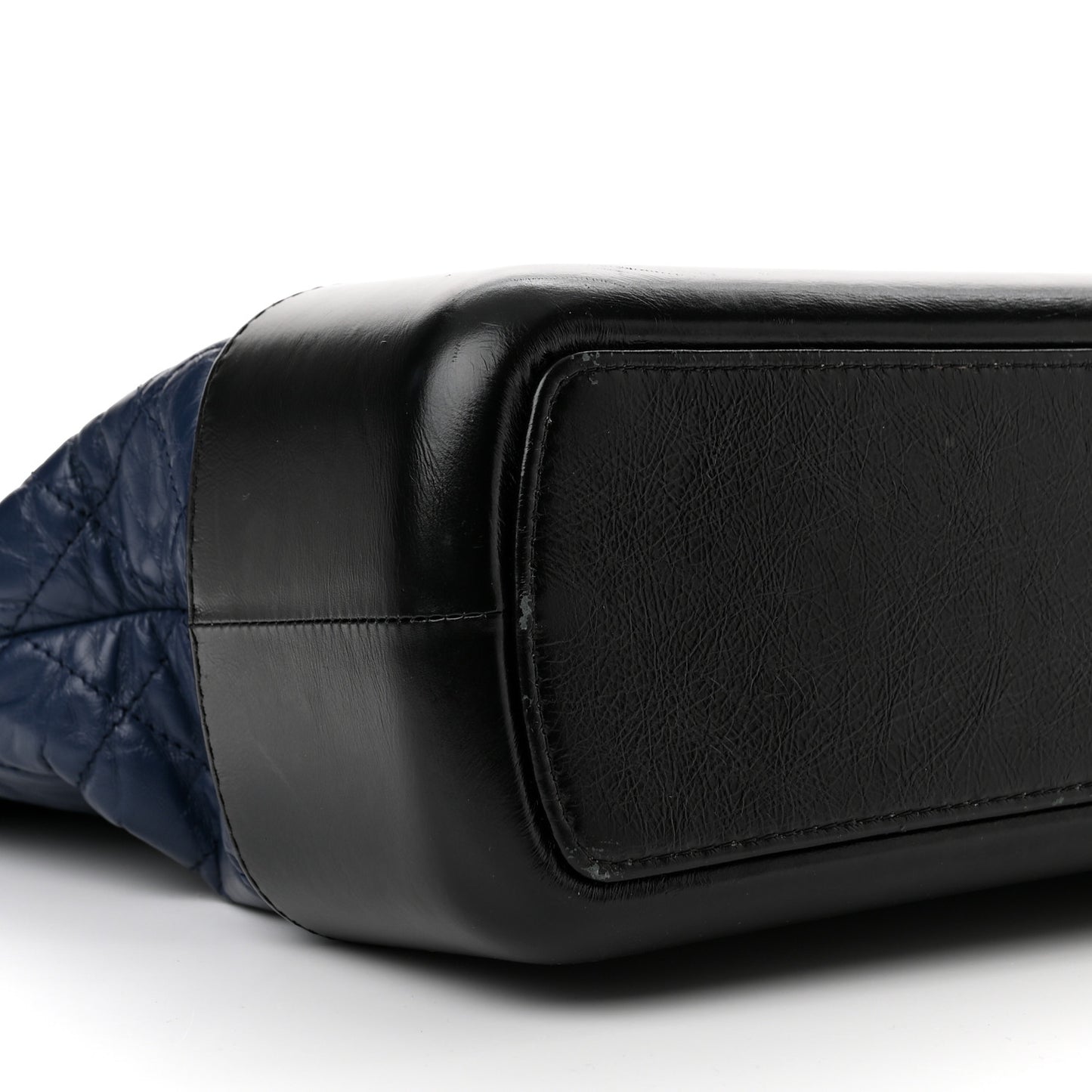 Aged Calfskin Quilted Large Gabrielle Shopping Tote Navy Black