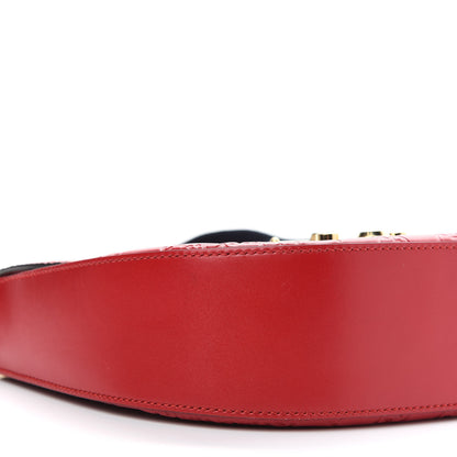 Gucci Guccissima Web Medium Padlock Messenger Shoulder Bag Hibiscus Red 5 of 11