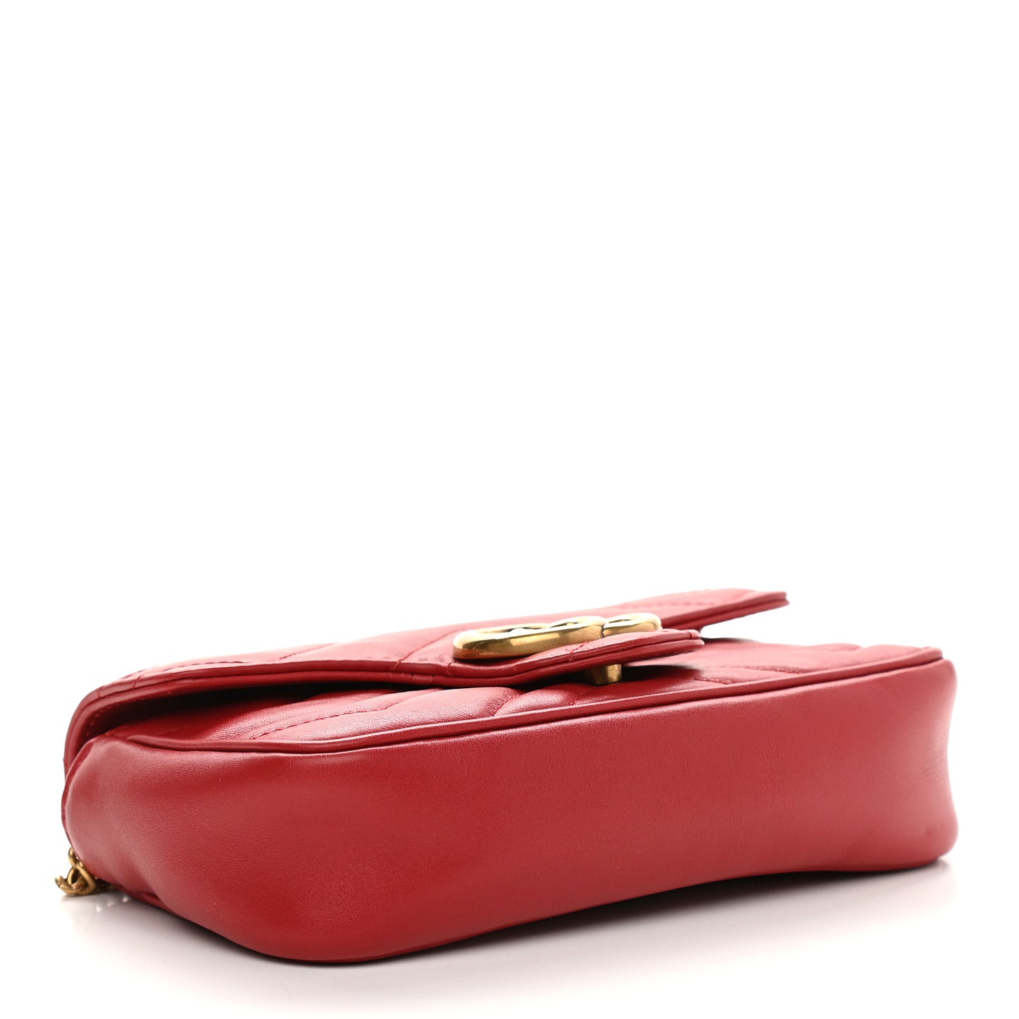 Calfskin Matelasse Super Mini GG Marmont Shoulder Bag Hibiscus Red
