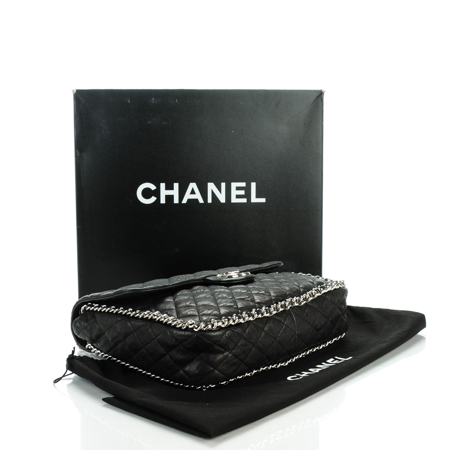 Chanel Crumpled Lambskin Quilted Maxi Chain Around Flap Black 4 of 7