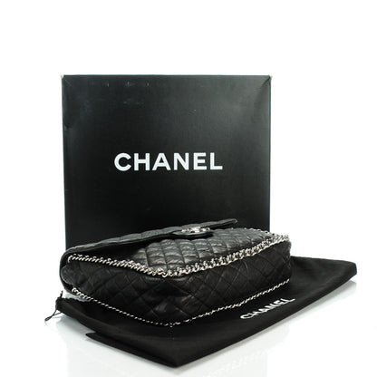 Chanel Crumpled Lambskin Quilted Maxi Chain Around Flap Black 4 of 7