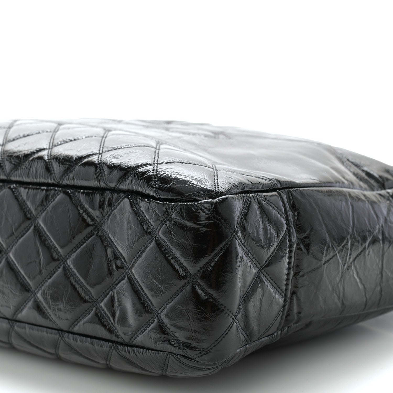 Chanel Shiny Aged Calfskin Quilted Small Shopping Bag Black 10 of 12