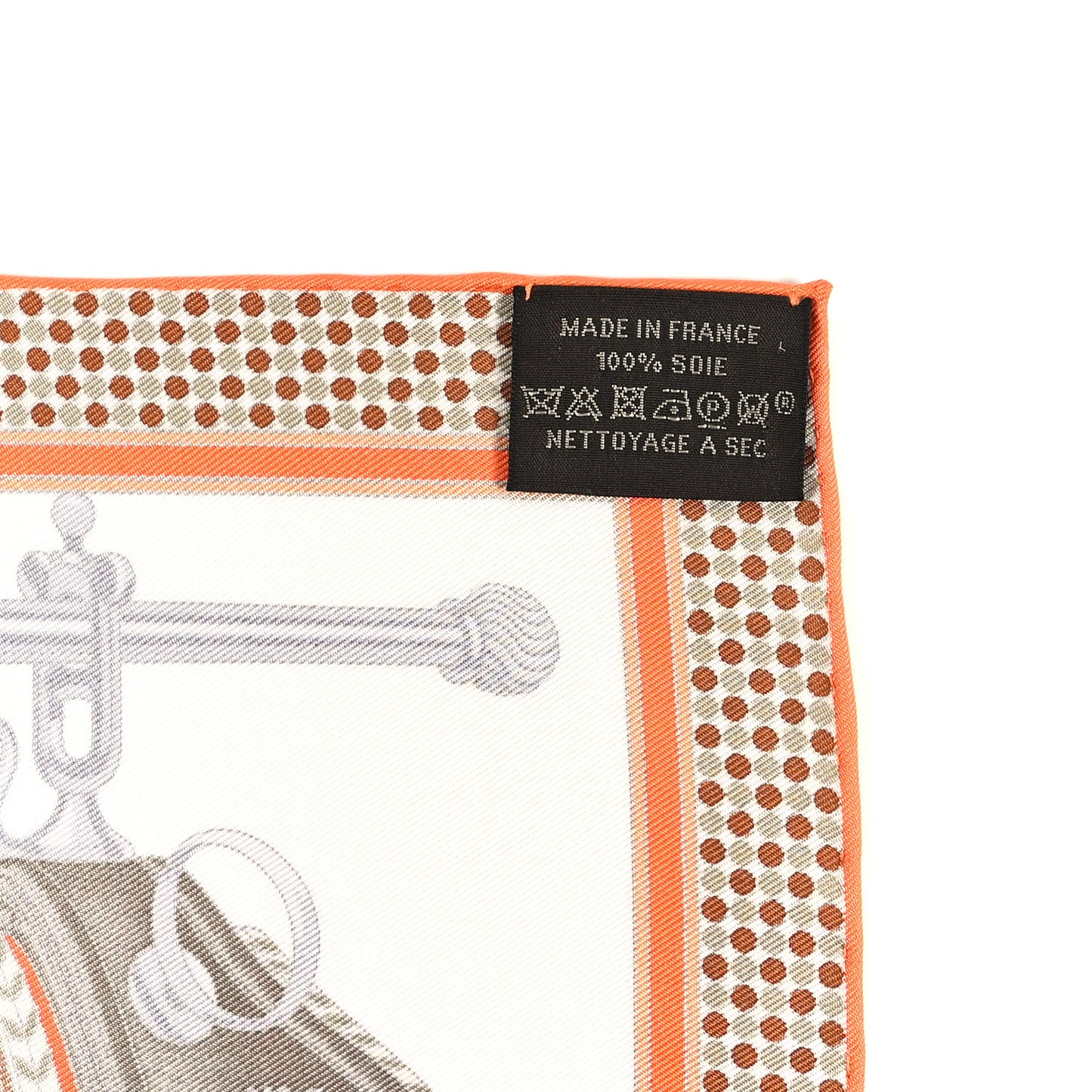 Silk Carrick A Pompe Pocket Square 45 White Orange Brun